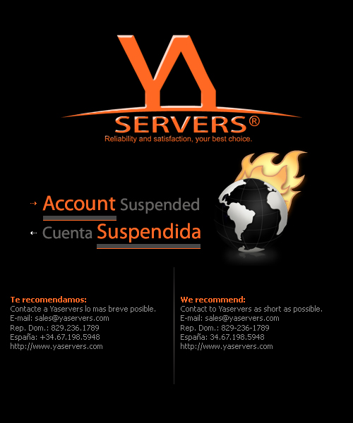 Cuenta Hosting suspendida Yaservers